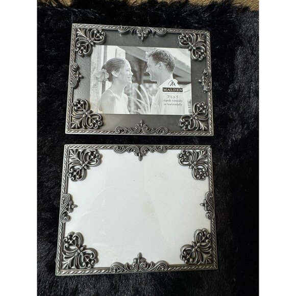 Decorative Malden International Designs Pewter-Look Picture Frame  Set Of 2 - Picture 1 of 8